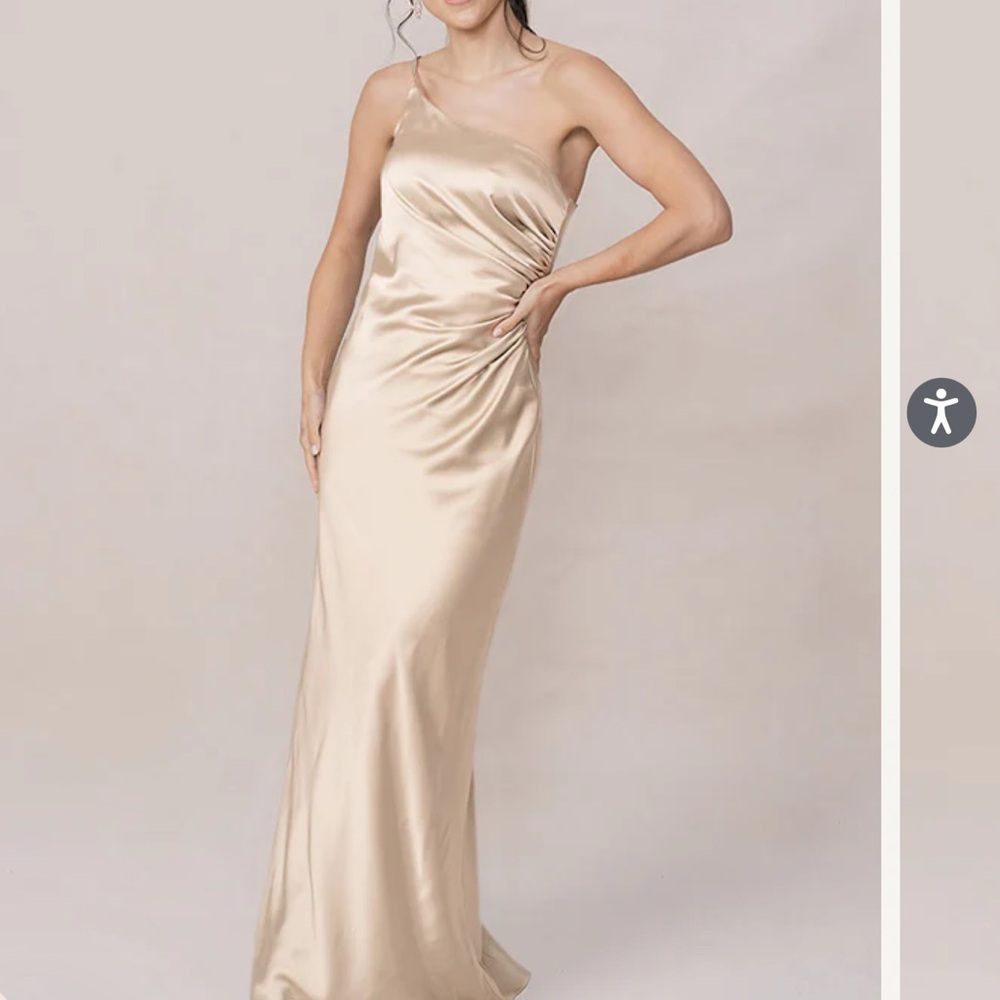 Revelry Gold Ruched Strapless Gown for Brides